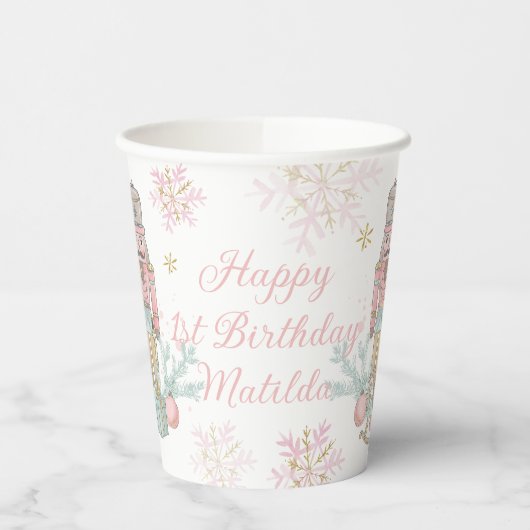 Gobelets En Papier Noel rose pâle Pastel de Nutcracker (Gauche)