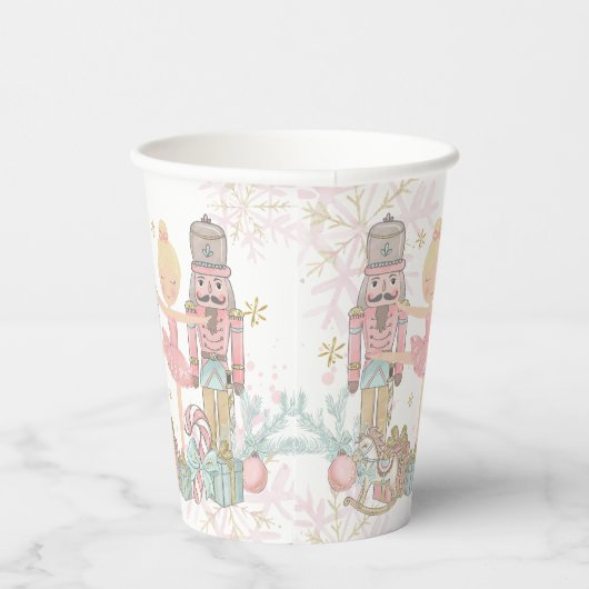 Gobelets En Papier Noel rose pâle Pastel de Nutcracker (Droite)