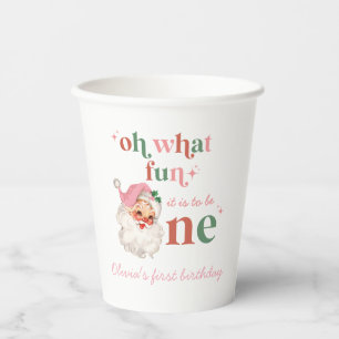 Gobelets En Papier Noël rose Père Noël premier anniversaire