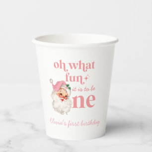 Gobelets En Papier Noël Rose Santa Premier Anniversaire
