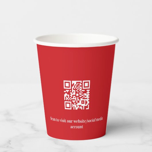 Gobelets En Papier Noël rouge entreprise logo entreprise code qr (Verso)