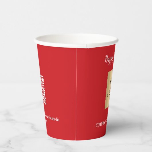 Gobelets En Papier Noël rouge entreprise logo entreprise code qr (Droite)