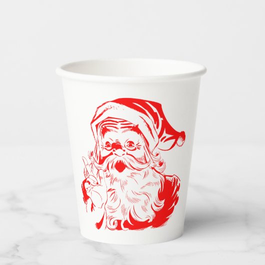 Gobelets En Papier Noël rouge et blanc du Père Noël (Recto)
