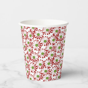 Gobelets En Papier Noël Rouge et vert marguerite motif floral