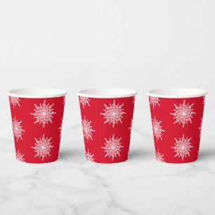 Gobelets En Papier Noël Rouge ornemental G Clef Snowflake Motif