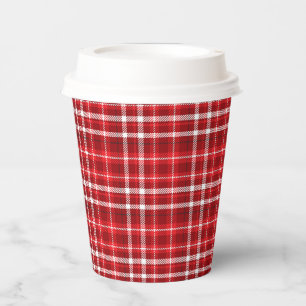 Gobelets En Papier Noël Rouge Plaid Design-62667 Motif