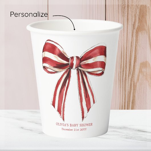 Gobelets En Papier Noël rouge | Tasse en papier à Baby shower blanc B