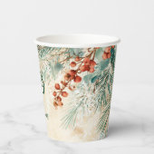 Gobelets En Papier Noël rustique Holly et Pine (Verso)