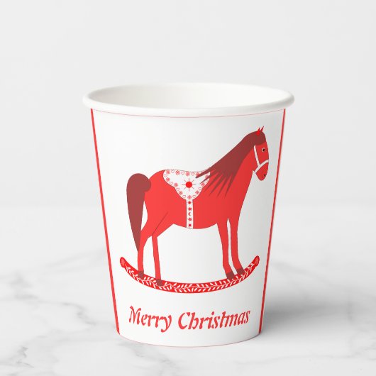 Gobelets En Papier Noël scandinave Cheval Rocse Custom (Verso)