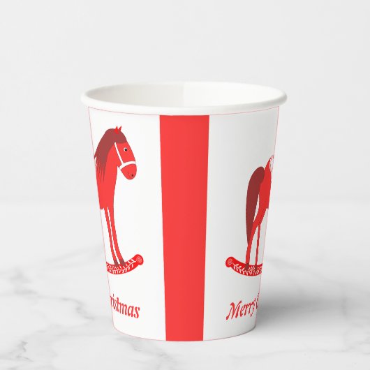 Gobelets En Papier Noël scandinave Cheval Rocse Custom (Gauche)