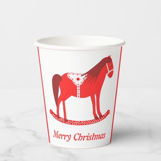 Gobelets En Papier Noël scandinave Cheval Rocse Custom (Recto)