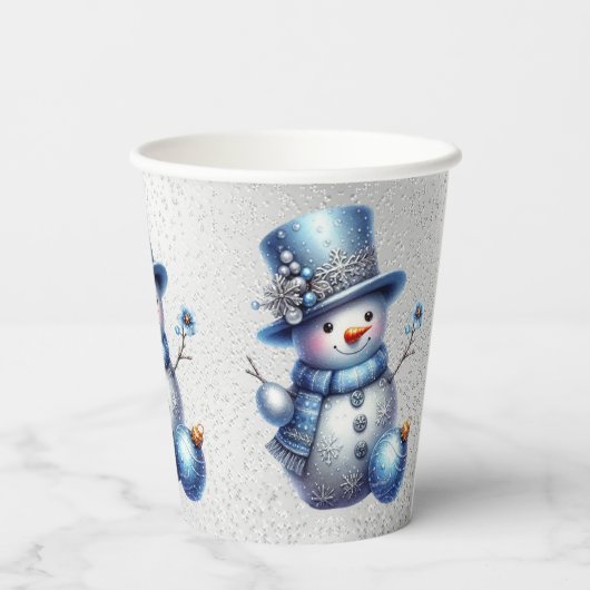 Gobelets En Papier Noël Snowman Élégant Vacances d'hiver (Verso)