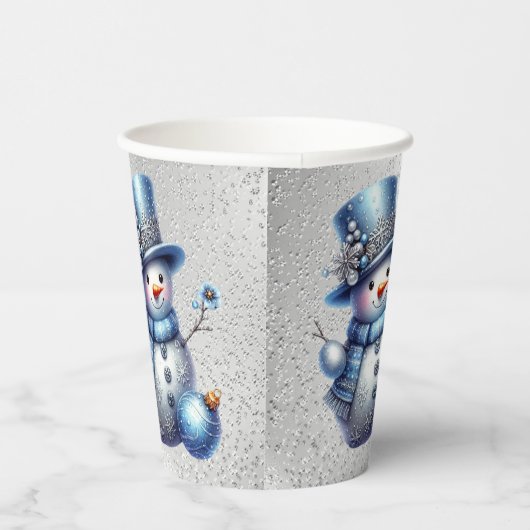 Gobelets En Papier Noël Snowman Élégant Vacances d'hiver (Droite)
