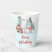 Gobelets En Papier Noël Snowman premier anniversaire (Recto)