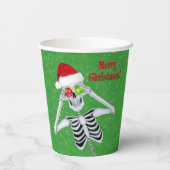 Gobelets En Papier Noël Squelette Snowflake Ornements Casquette Vert (Verso)
