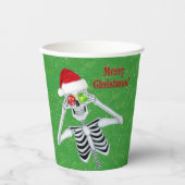Gobelets En Papier Noël Squelette Snowflake Ornements Casquette Vert (Recto)