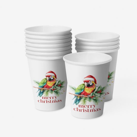 Gobelets En Papier Noël tropical Oiseau Rétro Joyeux Noël