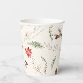 Gobelets En Papier Noël Vacances Boho Élégant Poinsettia Verdure (Verso)