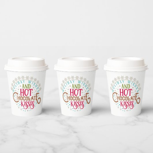 Gobelets En Papier Noël voeux chocolat chaud baisers (Multi)