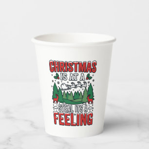 Gobelets En Papier Noël Voler C'est Un Sentiment Renne Traîneau Desi