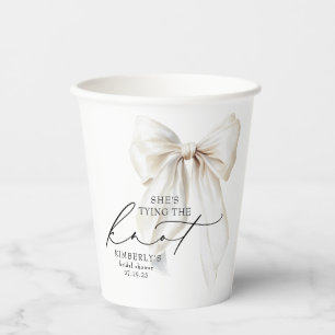 Gobelets En Papier Noeud Blanc Elle Attache le Noeud Lancement de Mar