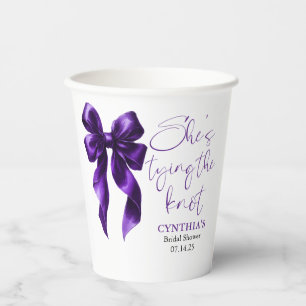 Gobelets En Papier Noeud Papillon Violet Foncé Elle Attache le Noeud 