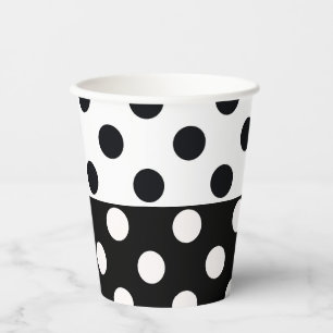 Gobelets En Papier Noir Blanc demi-couleur fractionné en Pois Inverse