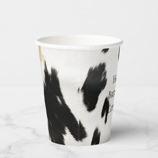 Gobelets En Papier Noir Blanc Glam Cowhal Sud-Ouest Anniversaire (Droite)