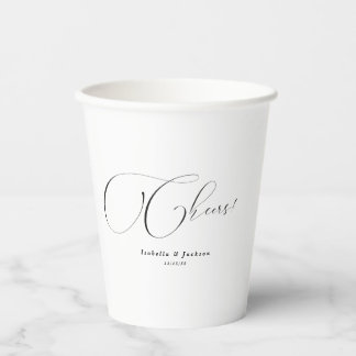 Gobelets En Papier Noir & blanc Moderne minimaliste Mariage chic