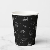 Gobelets En Papier Noir Blanc Rétro Main Tirée Grad Party (Verso)