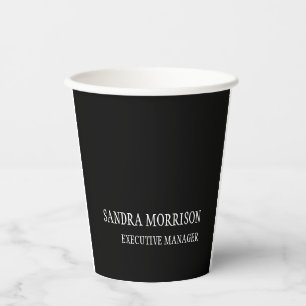 Gobelets En Papier Noir Blanc Votre Nom Minimaliste Personnel Moderne