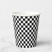 Gobelets En Papier noir et blanc - damier rétro (Verso)