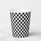 Gobelets En Papier noir et blanc - damier rétro (Gauche)