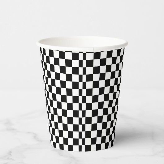 Gobelets En Papier noir et blanc - damier rétro (Droite)