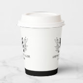 Gobelets En Papier Noir et blanc Elegant monogramme nouveau marié (Gauche)