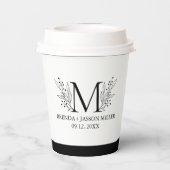 Gobelets En Papier Noir et blanc Elegant monogramme nouveau marié (Verso)