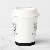 Gobelets En Papier Noir et blanc Elegant monogramme nouveau marié (Droite)