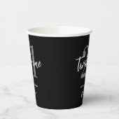 Gobelets En Papier Noir et blanc moderne Élégant 21e anniversaire (Gauche)