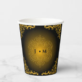 Gobelets En Papier Noir et or avec éléments décoratifs (Recto)