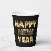 Gobelets En Papier Noir et or Lettering Bonne année (Verso)