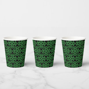 Gobelets En Papier Noir et vert du bouclier celtique