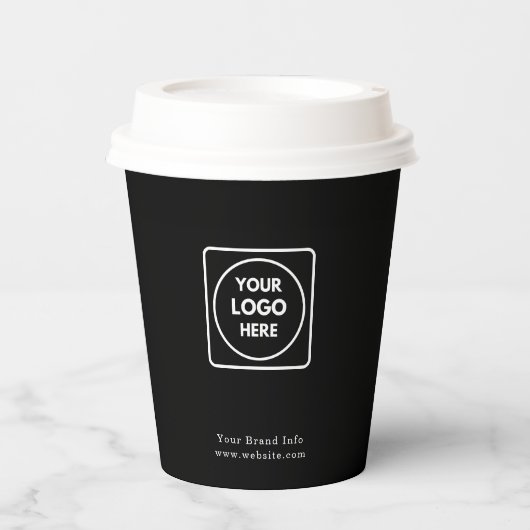 Gobelets en papier noir | Logo d'entreprise modern (Recto)
