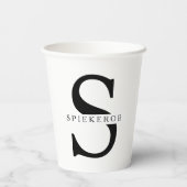 Gobelets En Papier Noir minimaliste moderne Nom personnalisé (Verso)