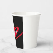 Gobelets En Papier Noir moderne rouge monogramme professionnel (Gauche)