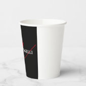 Gobelets En Papier Noir moderne rouge monogramme professionnel (Gauche)