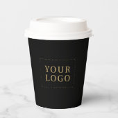 Gobelets En Papier Noir & Or | Logo d'entreprise minimal promotionnel (Recto)