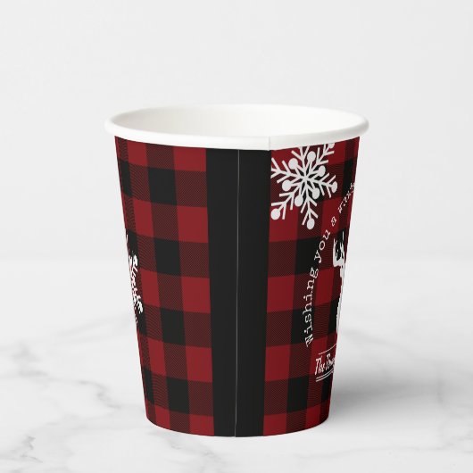 Gobelets En Papier Noir rouge et noir Buffalo plaid Noël (Droite)