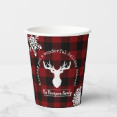 Gobelets En Papier Noir rouge et noir Buffalo plaid Noël (Recto)