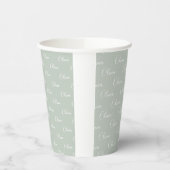 Gobelets En Papier Nom Customisé Sage Green White Script (Gauche)