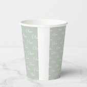 Gobelets En Papier Nom Customisé Sage Green White Script (Droite)